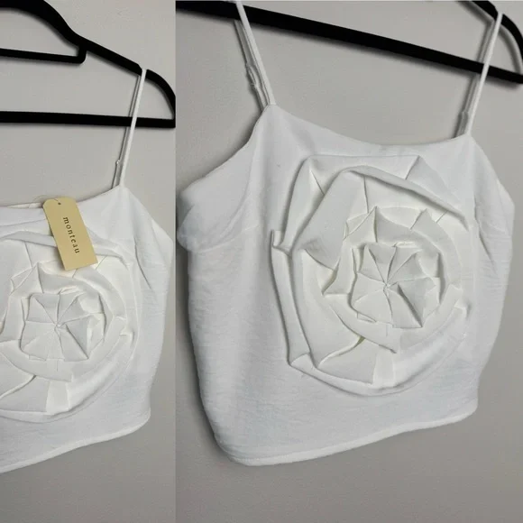 Top with 3D corsage in white Monteau, size L - Picture 5 of 11
